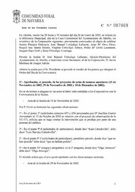 Actas de Sesiones del año 2003